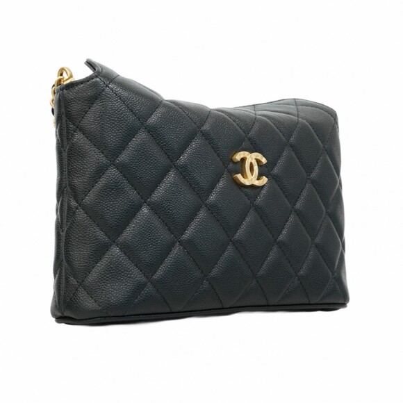 Chanel Matelasse Shoulder Bag with Chain, Caviar Skin, Black, Women's - Picture 2 of 9